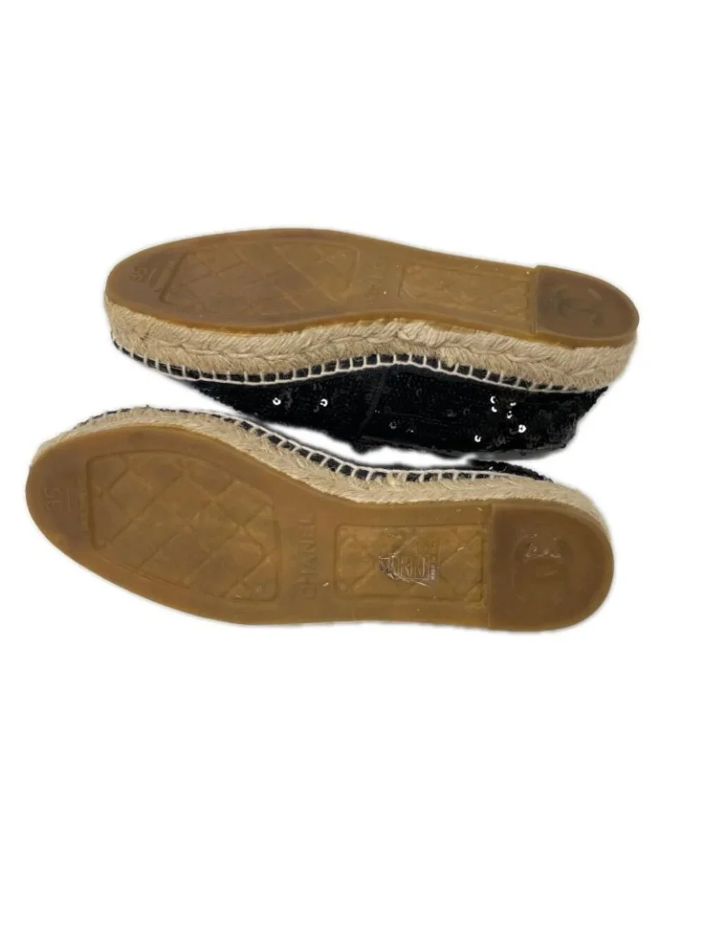 Chanel CC Logo Patent Sequin Espadrilles Shoes